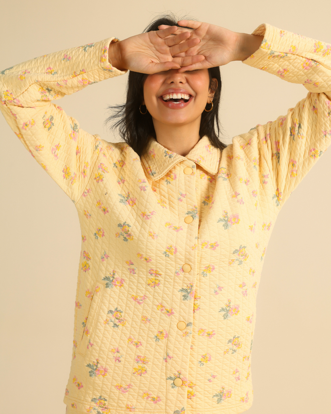 Women's quilted floral pajama set