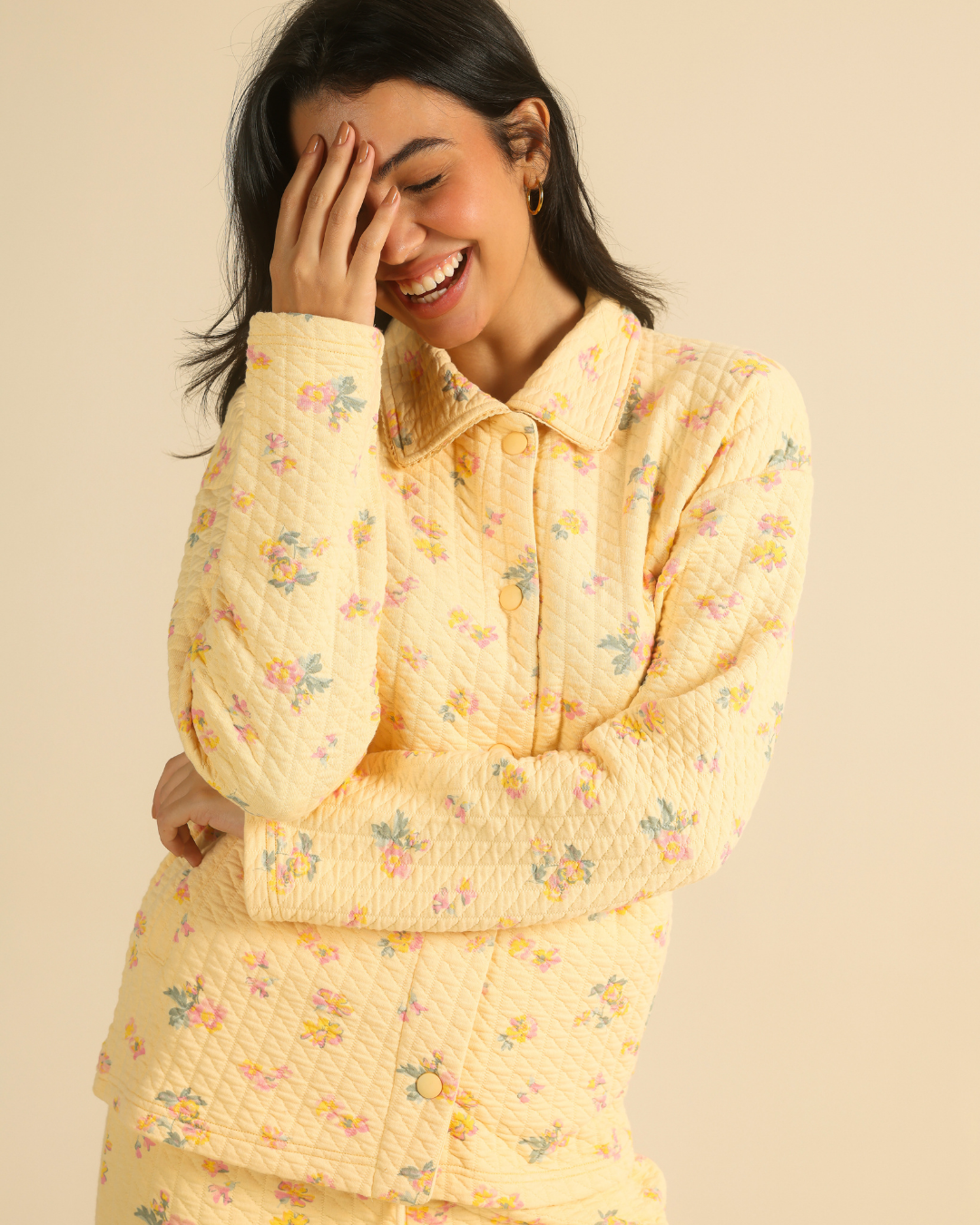Women's quilted floral pajama set