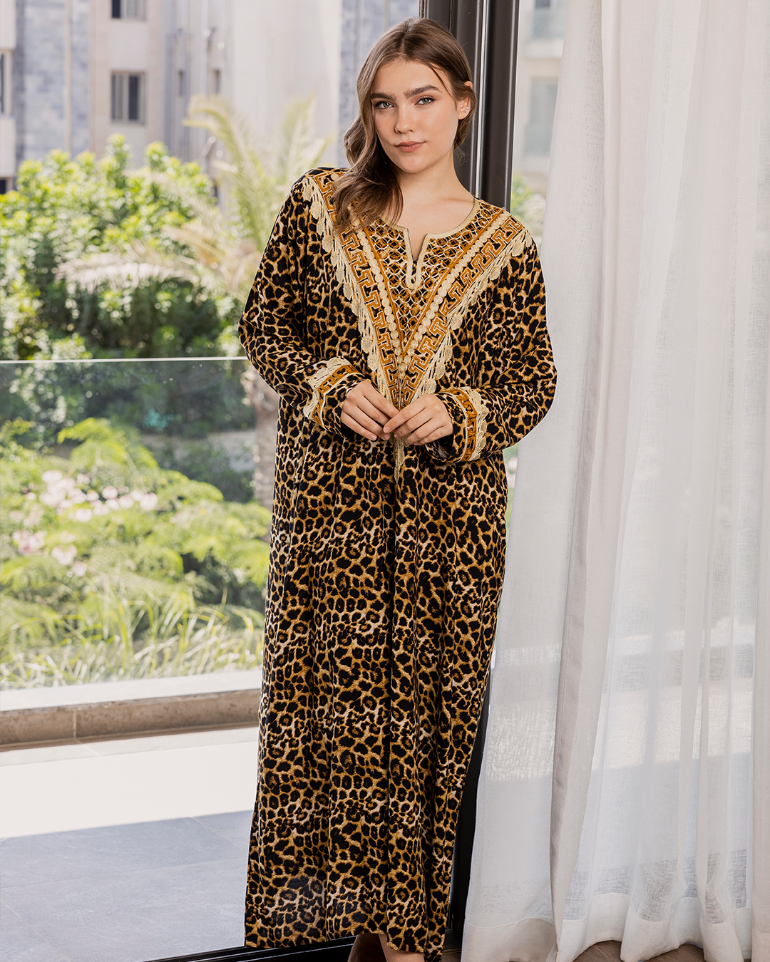 15 viscose shirt with embroidered floral sleeves