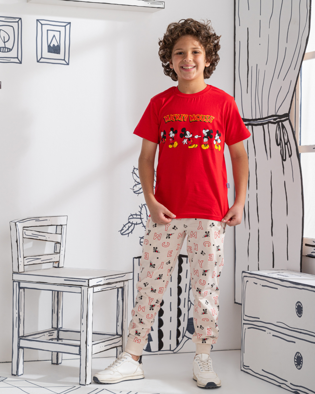 Micky Mouse بيجاما ديزني اولادي نص كم *بنطلون مطبوع