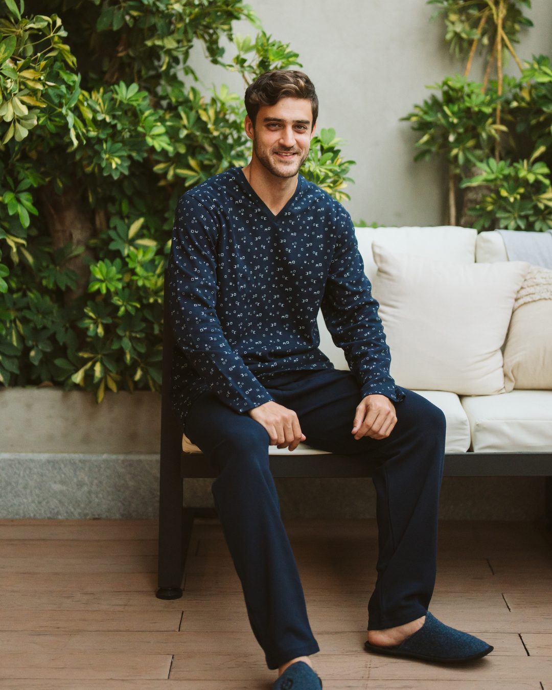 Men's classic navy printed pajamas