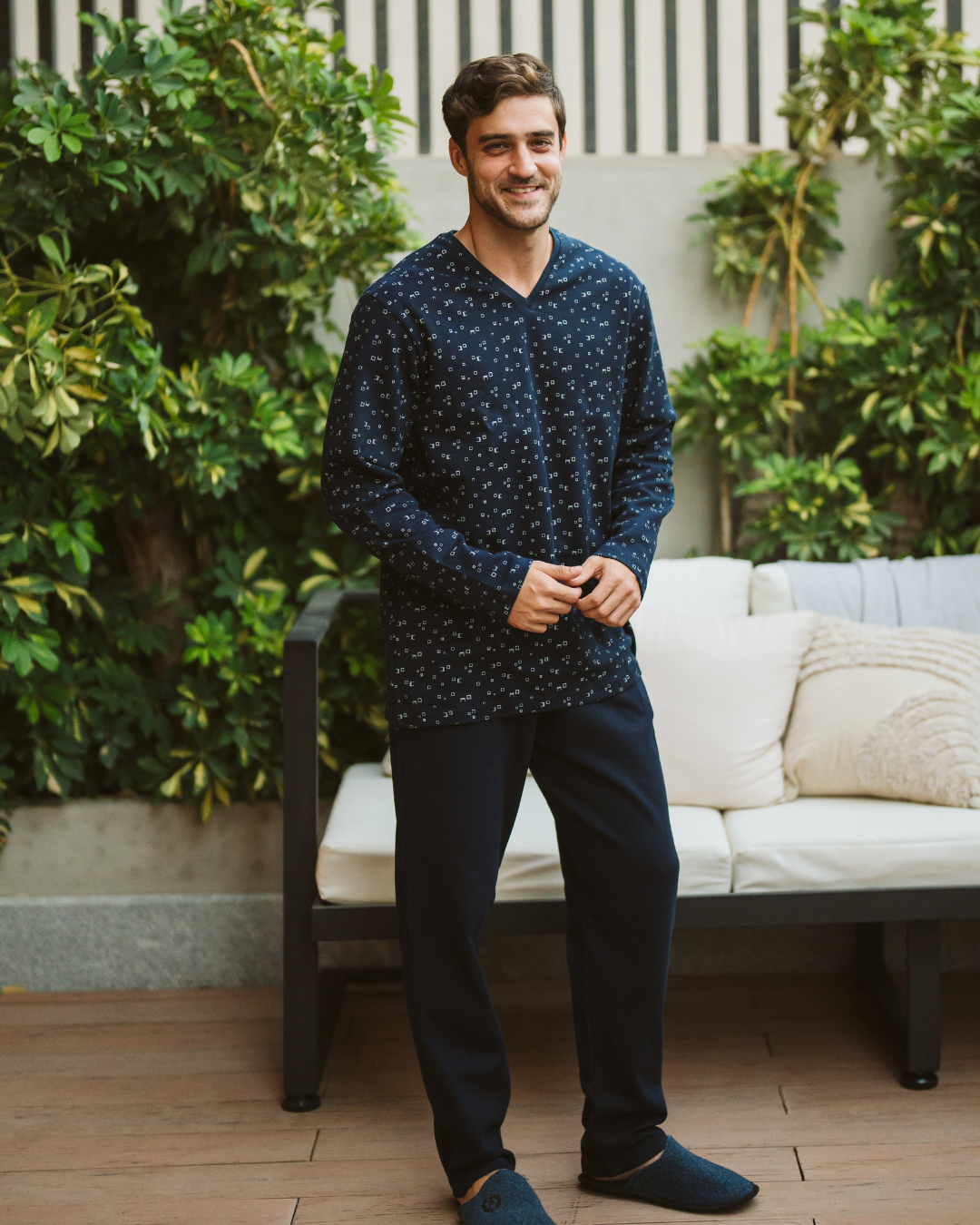 Men's classic navy printed pajamas