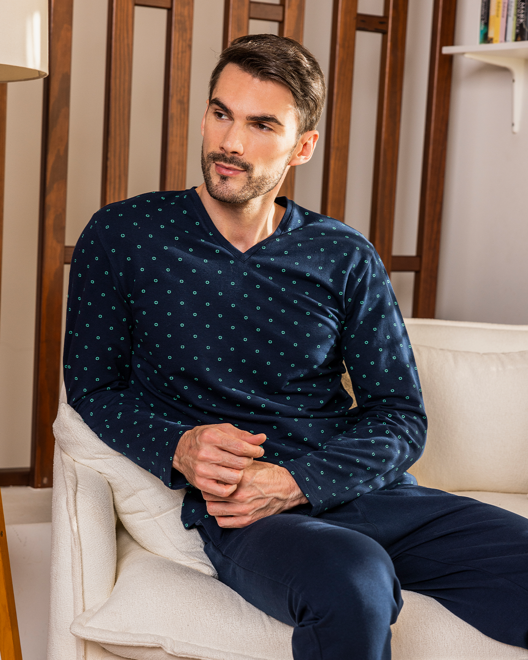 2 Classic navy printed men's pajamas