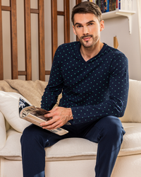 2 Classic navy printed men's pajamas