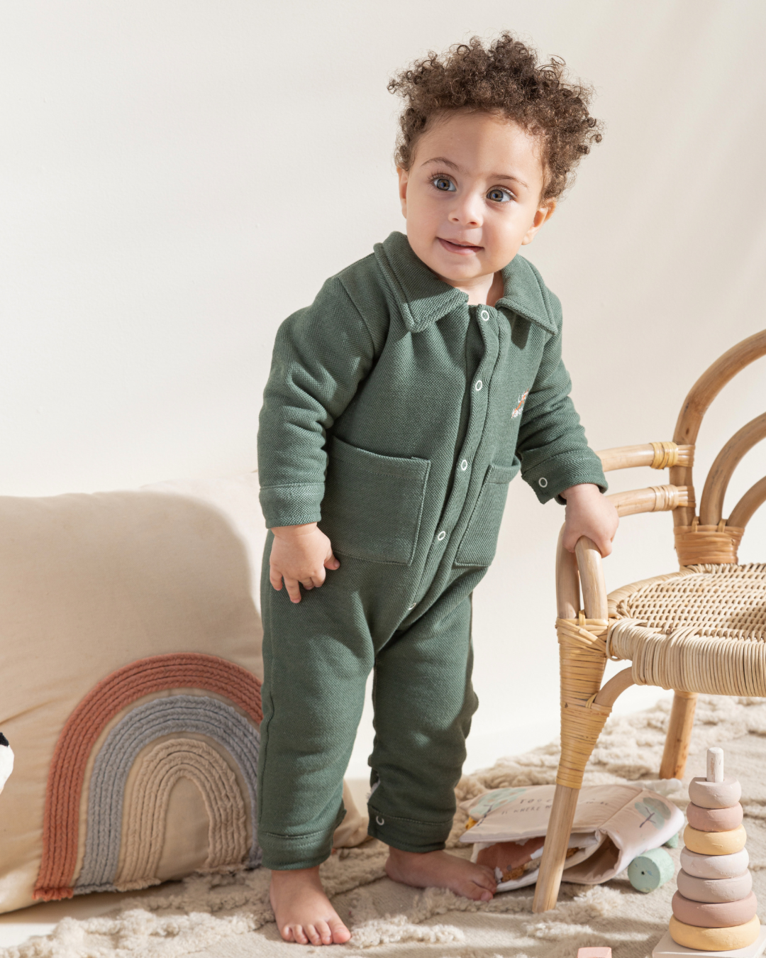 Boys jacquard romper, little handsome