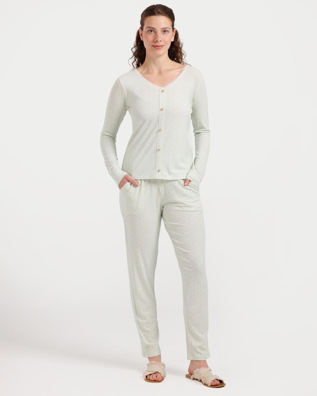 Women's Pajamas with Buttons, Long Sleeve, Spring Colors