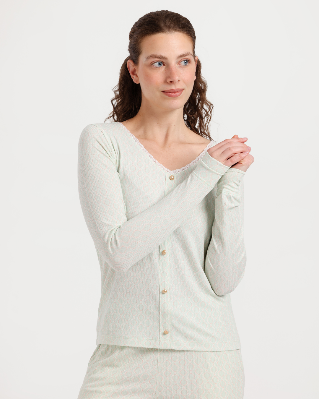 Women's Pajamas with Buttons, Long Sleeve, Spring Colors