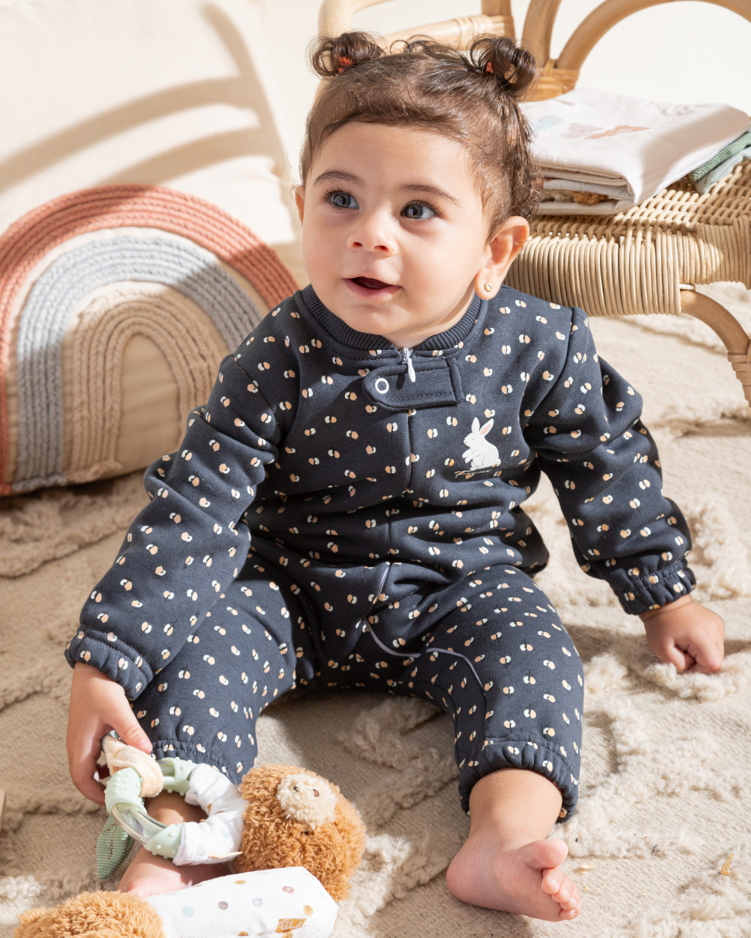 Newborn Girls cashmere romper baby owl