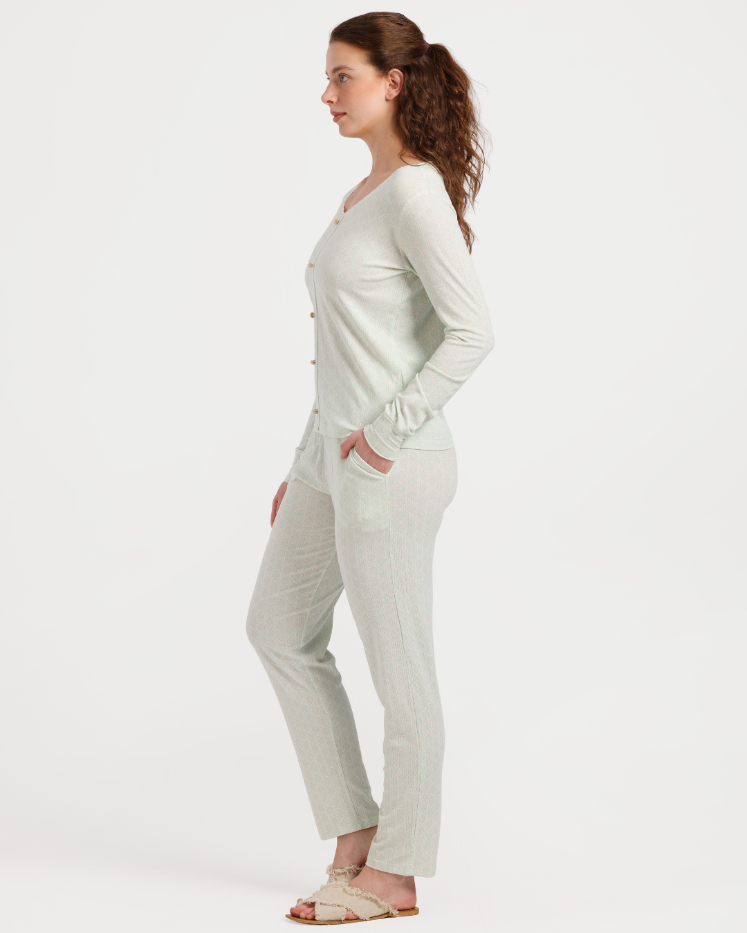 Women's Pajamas with Buttons, Long Sleeve, Spring Colors