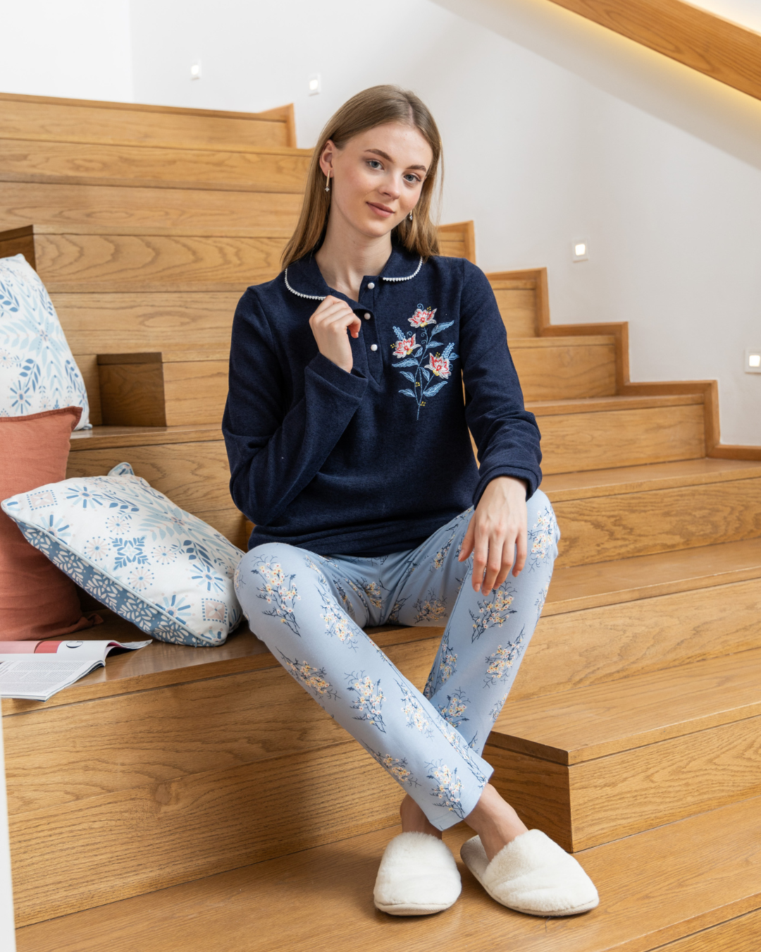 بيجامه حريمي كاشمير كوله ومرد مطرز ببنطلون ميلتون سما