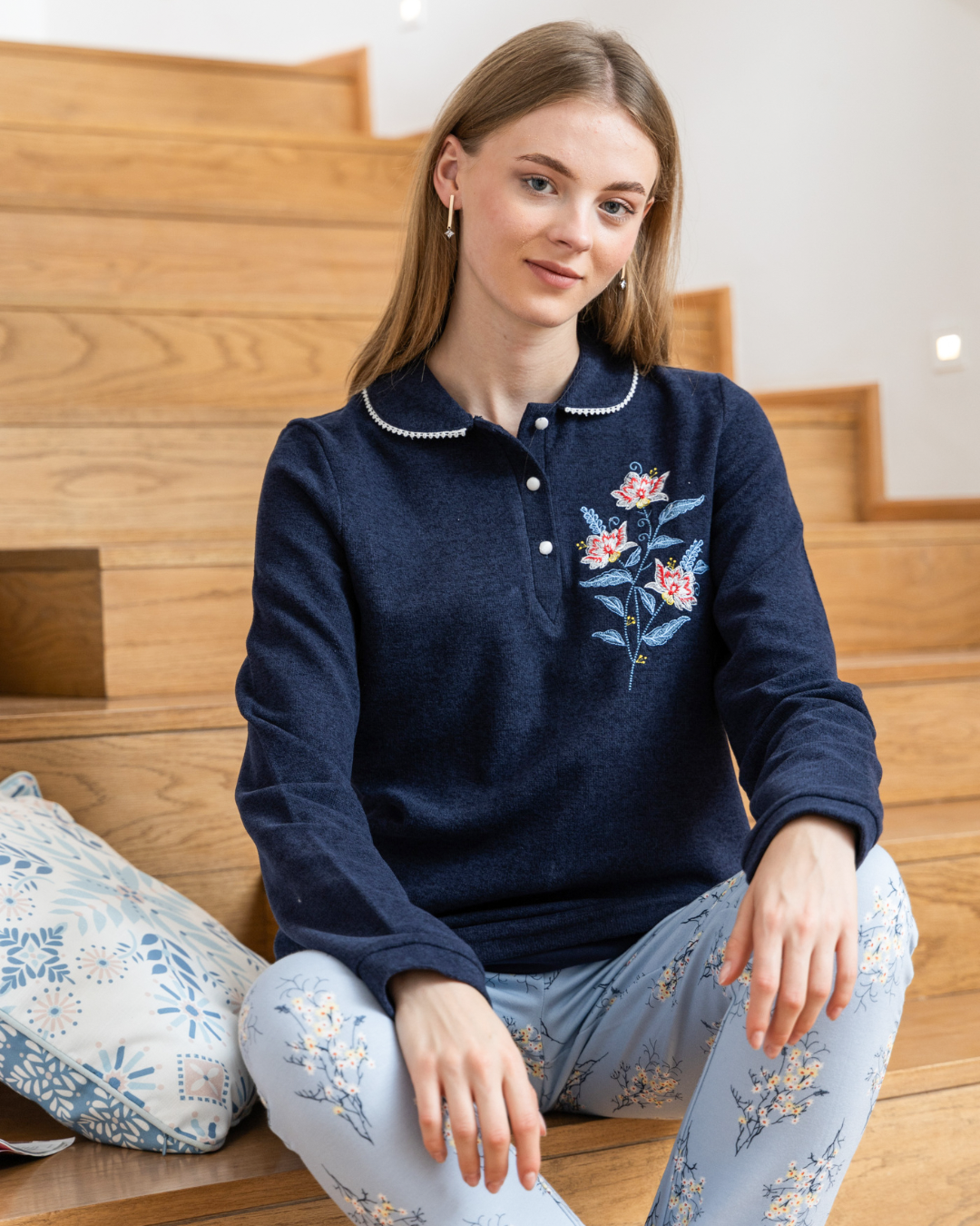 بيجامه حريمي كاشمير كوله ومرد مطرز ببنطلون ميلتون سما