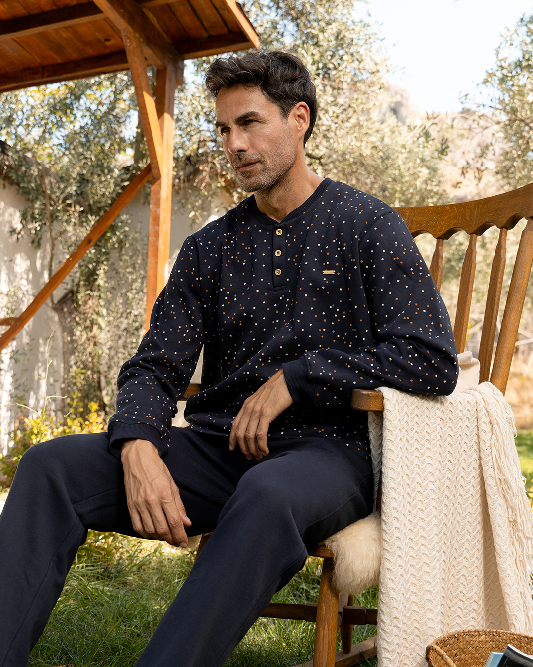 Small Cubes Men's buttoned pajamas