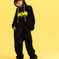 Children's black fleece Batman-print onesie