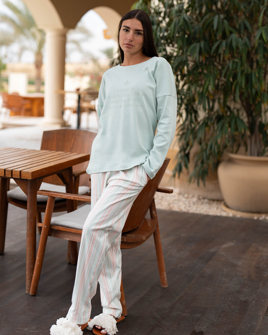 Stay home for real comfort Long sleeve pajamas for women