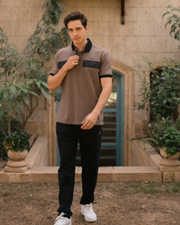 galvani GLV بيجامه رجالي ياقة بزراير طابعة علي الصدر