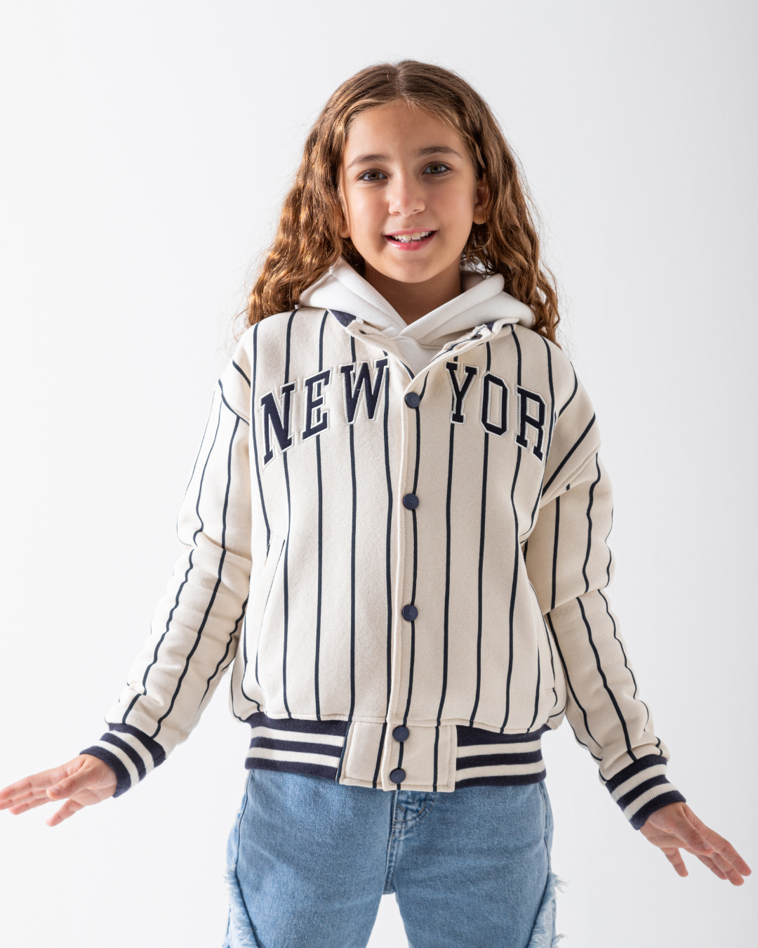 New York سويت تيشرت بيسبول مقلم