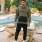 Galvani style Jeans Men's pajamas with hood and pockets, printed on the chest
