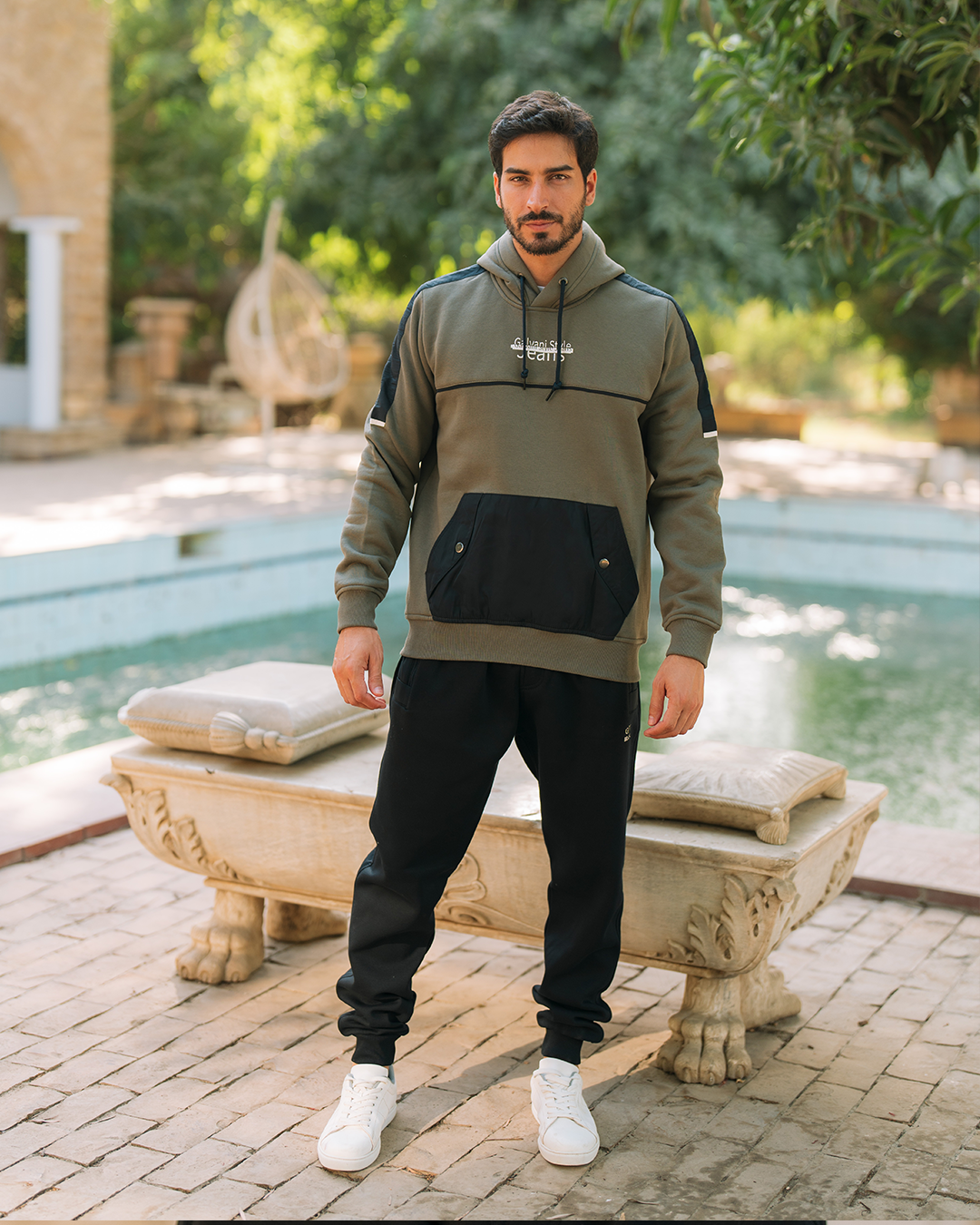 Galvani style Jeans بيجامه رجالي كابيشو وبجيوب طباعه علي الصدر