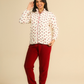 Enjoying winter in red roses pajama