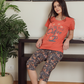 Women's half-sleeve pajamas and patterned shorts