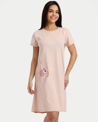 قميص نوم حريمي سمكة كيوت لون نود غامق