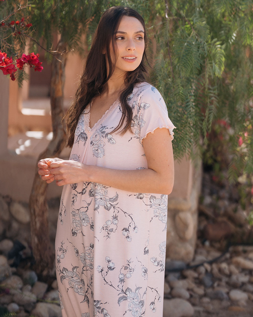 Long sleeve lace floral V shirt for women