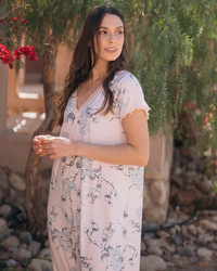 Long sleeve lace floral V shirt for women