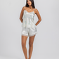Printed satin shorts set