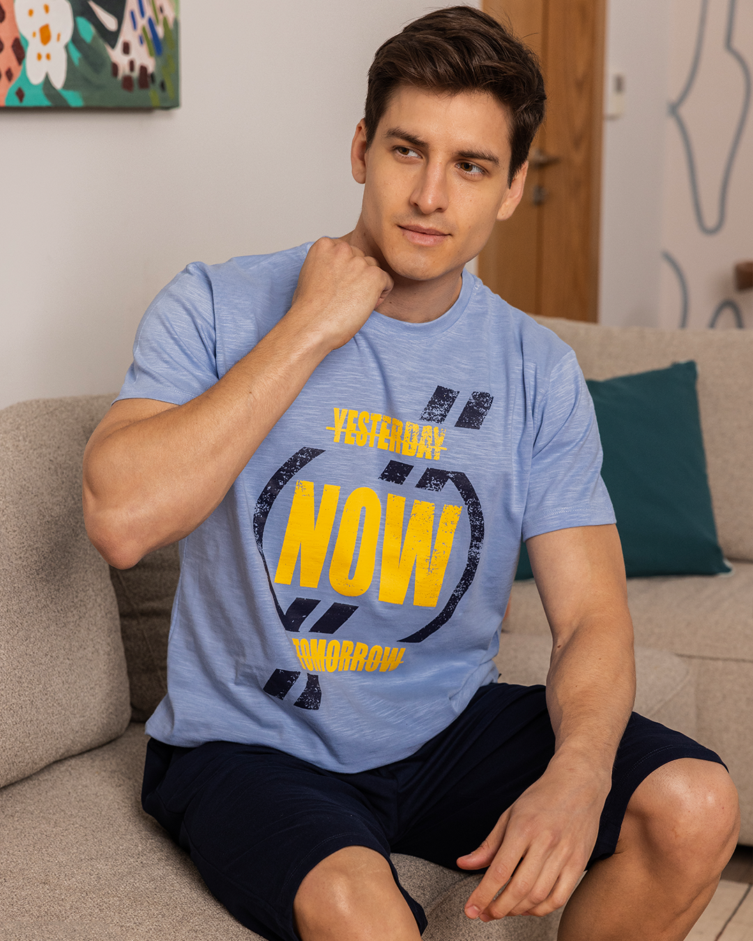 Pentacor Now Men's pajamas, half sleeves, round neck