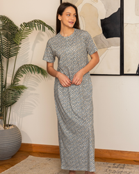 Women's Round Neck Half Sleeve Printed Night Shirt