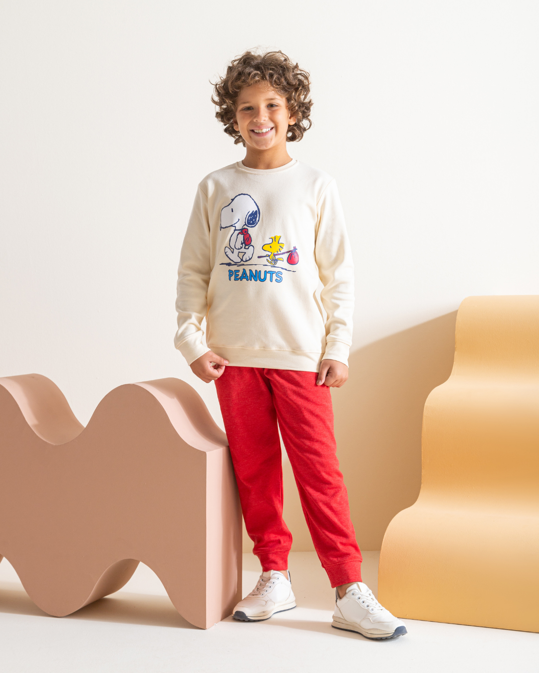 Peanuts بيجامه اولادي طقم طباعة  انترلوك
