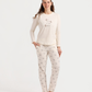 Women's pajama set with sleeves and leaf-patterned pants