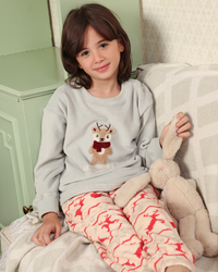 بيجاما بكم طويل  و بنطلون قلوب و غزلان