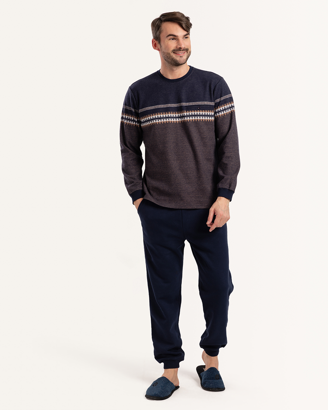 بيجاما جاكارد جيب بزراير