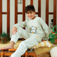 Junior boys' long-sleeve pajama with striped pants