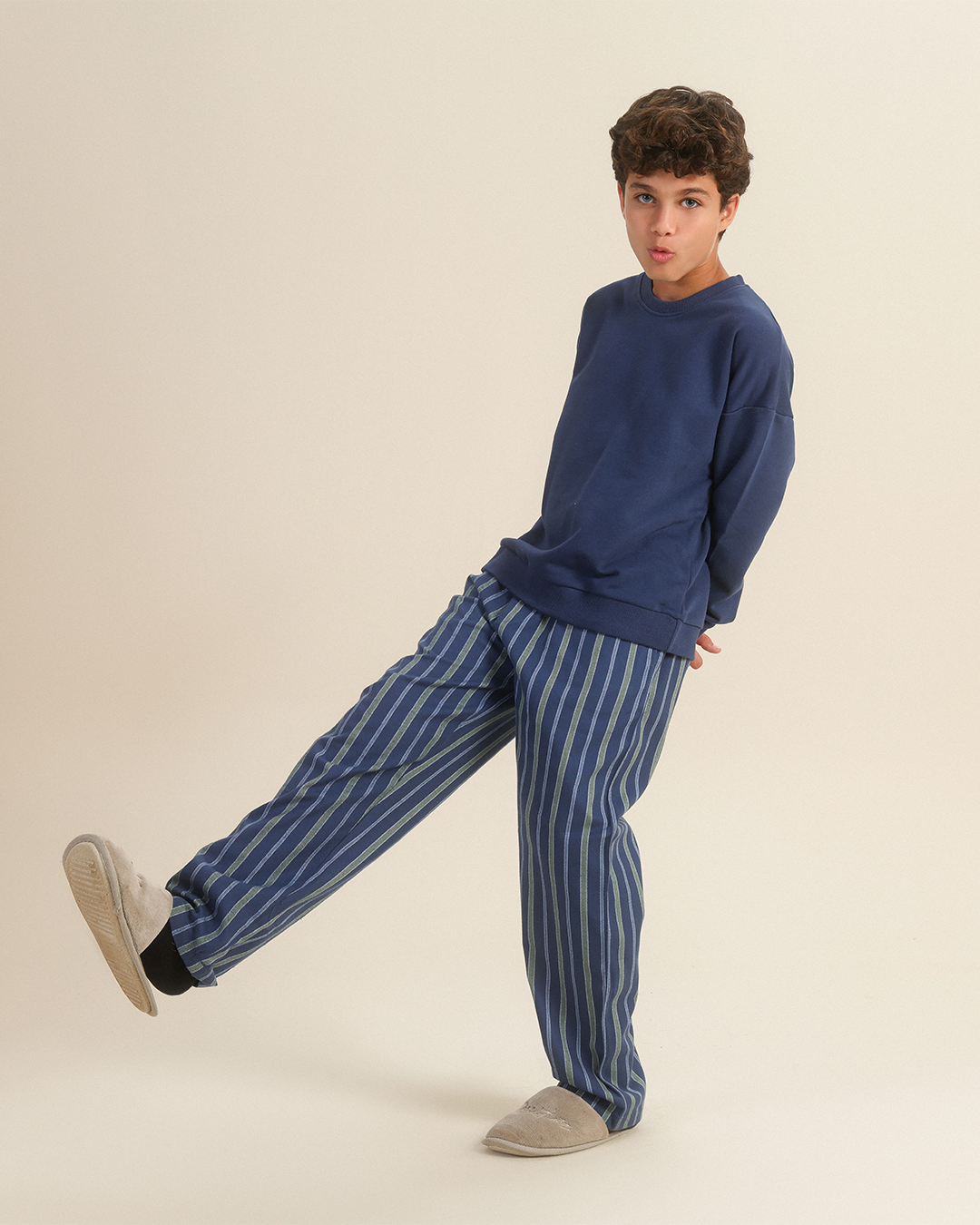 My pajama garçon, rayures bleues d'hiver