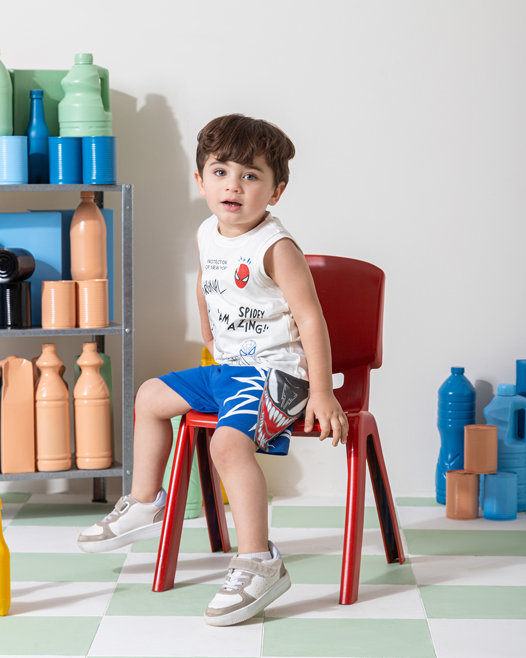 MARVY Original Spider Man  بيجامة اولادي وسط اوف وايت