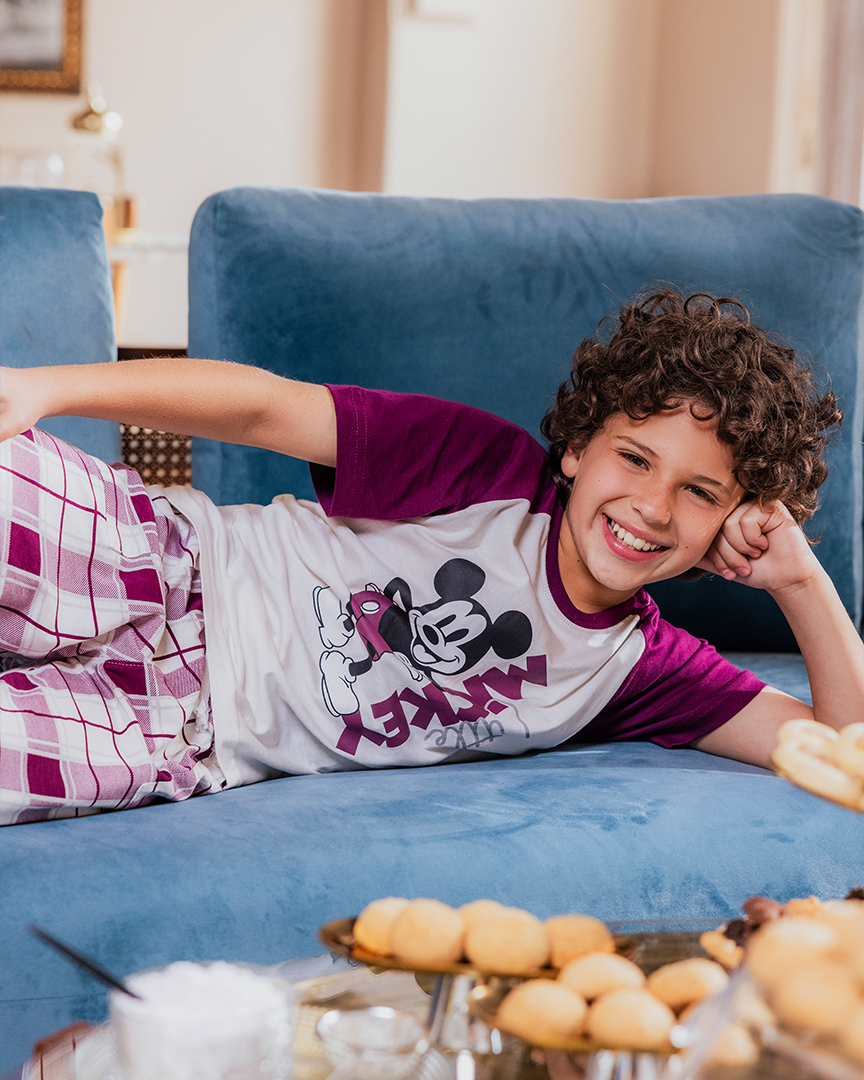 Family checkers بيجاما اولادي نص كم و بنطلون قطن