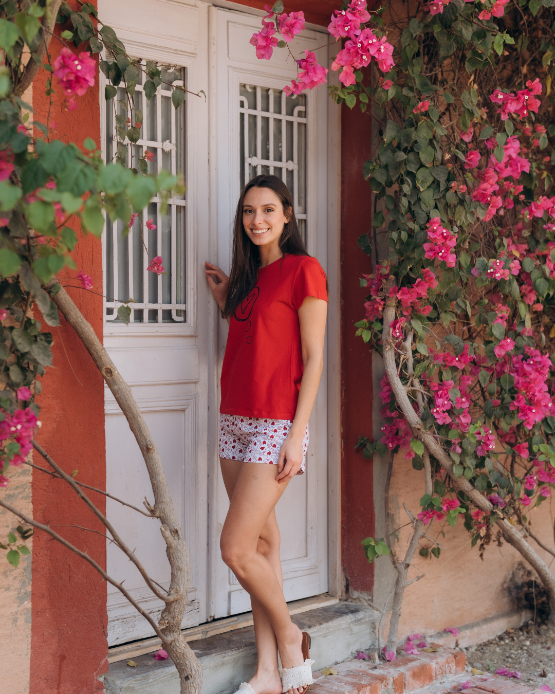 Printed pajama shorts