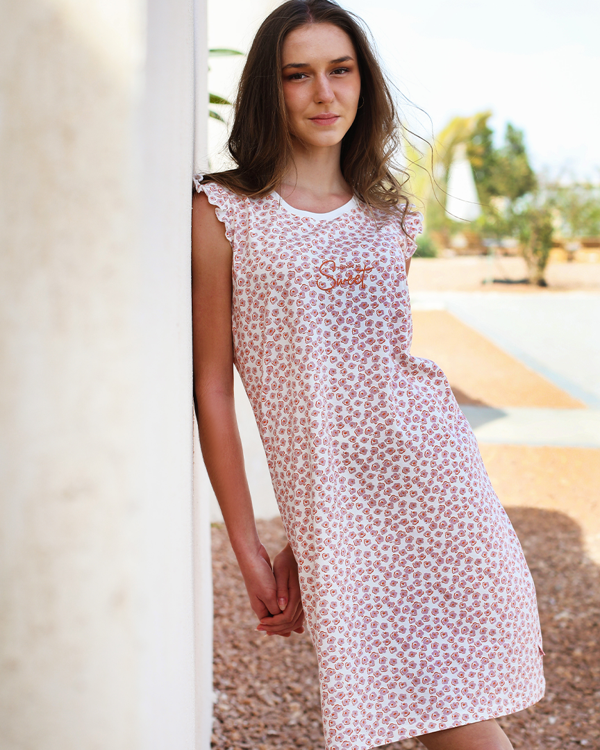 Floral dots قميص نوم حريمي قطن