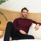 Men's pajamas, round collar, embroidery on the chest, horse Melton