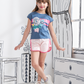 I wanna be a cool girl. Girls' pajamas, T-shirt and shorts
