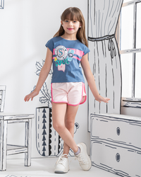 I wanna be a cool girl. Girls' pajamas, T-shirt and shorts