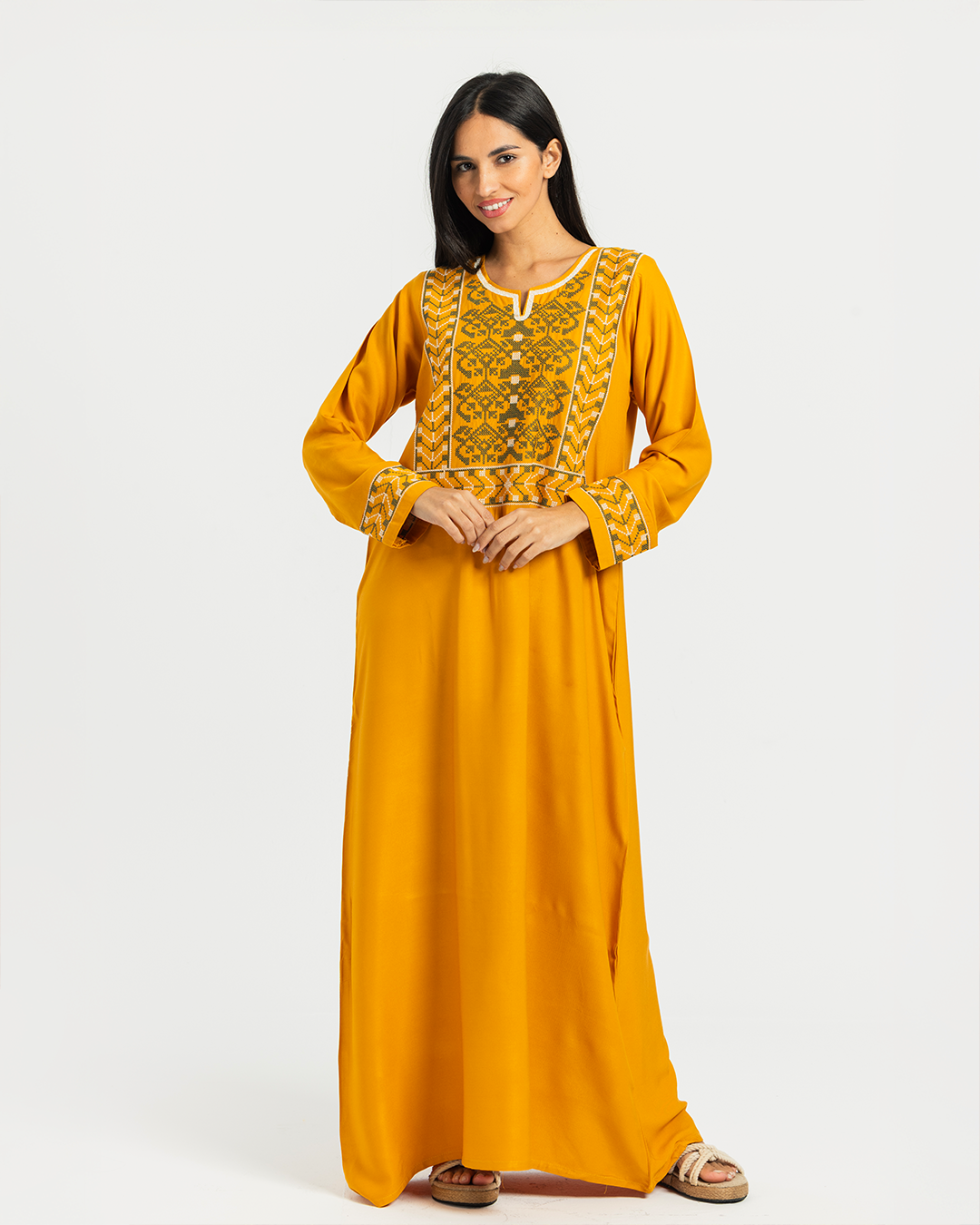 2 قميص فسكوز سادة مطرز بكم