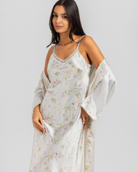 Long shirt and printed satin robe