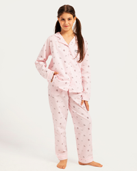 بيجاما بناتي بزراير خطوط و زهور