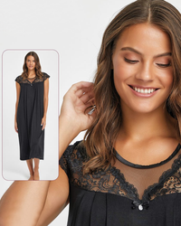 Women's night-shirt lace neck