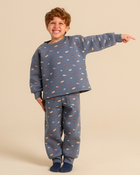 Boys' winter pajamas with a colorful car print