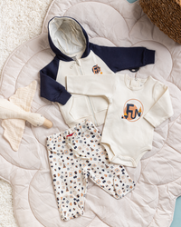Fun toys baby boys pajamas jacket, pants and printed T-shirt