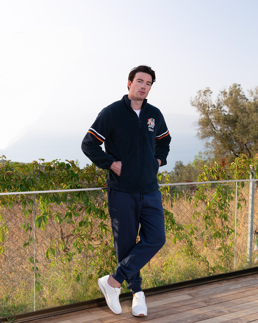 Bear men's high collar pajamas